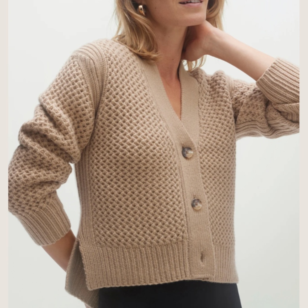 Honeycomb Knit Elena Cashmere Cardigan from NakedCashmere - Picture 1 of 13